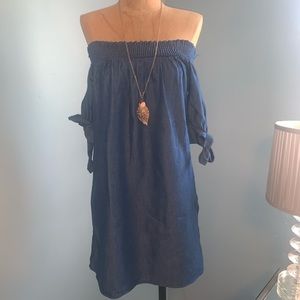 Denim off the shoulder dress